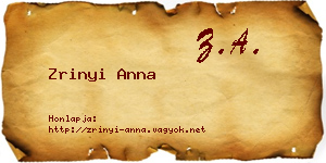 Zrinyi Anna névjegykártya